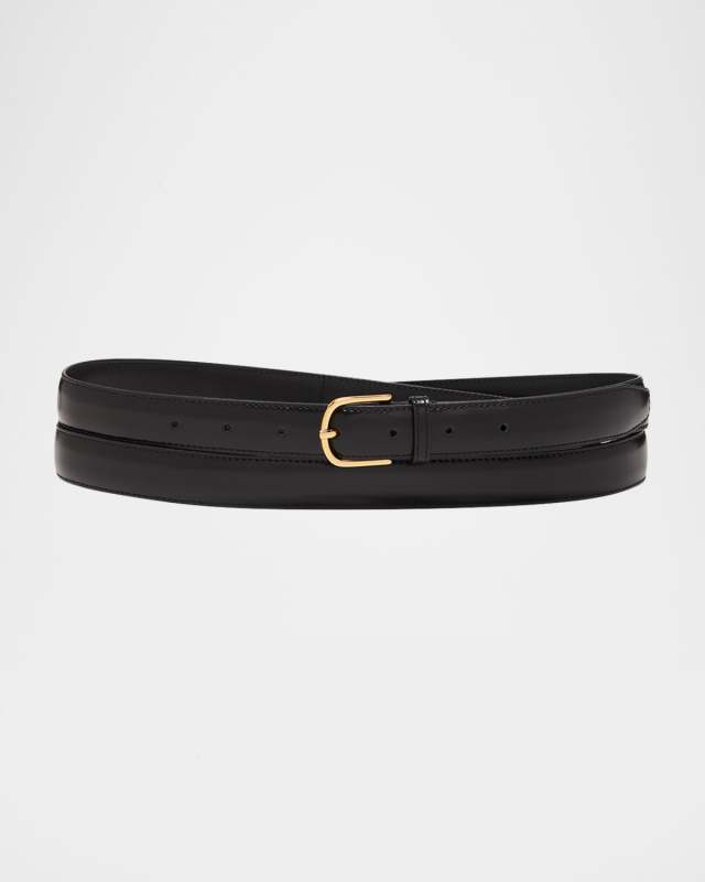 Black Slim Trouser Leather Belt